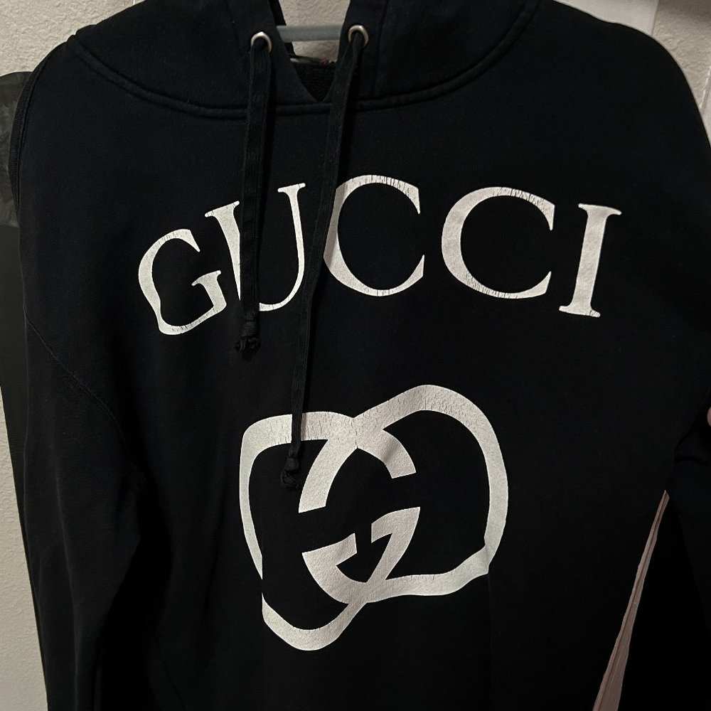 Gucci Black Monogrammed Hooded Sweatshirt